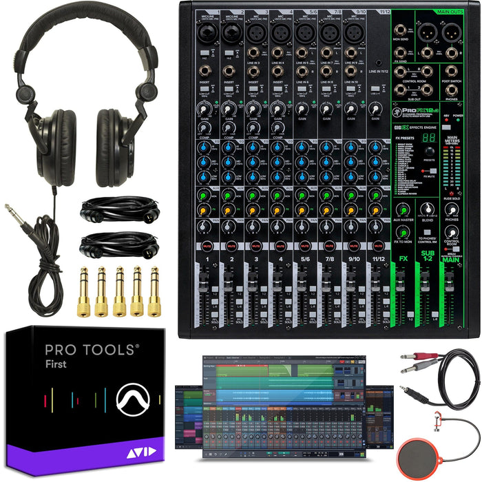 Mackie 12 Channel Professional Effects Mixer with Tascam Headphones Bundle