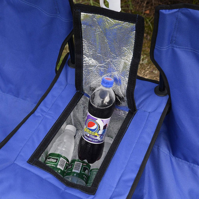Double Portable Folding Picnic Chair W/Umbrella Table Cooler Beach Camping Chair