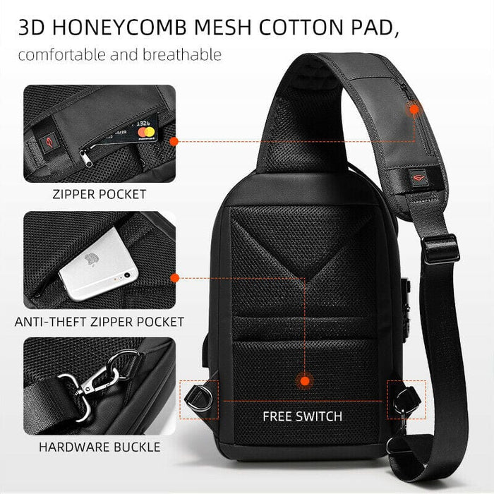 Men's casual shoulder bag multi-functional waterproof anti-theft cross-body bag