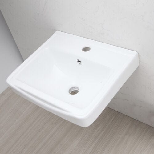 Lavatory White Wall Mount Rectangular Vessel Bathroom Sink Above Counter