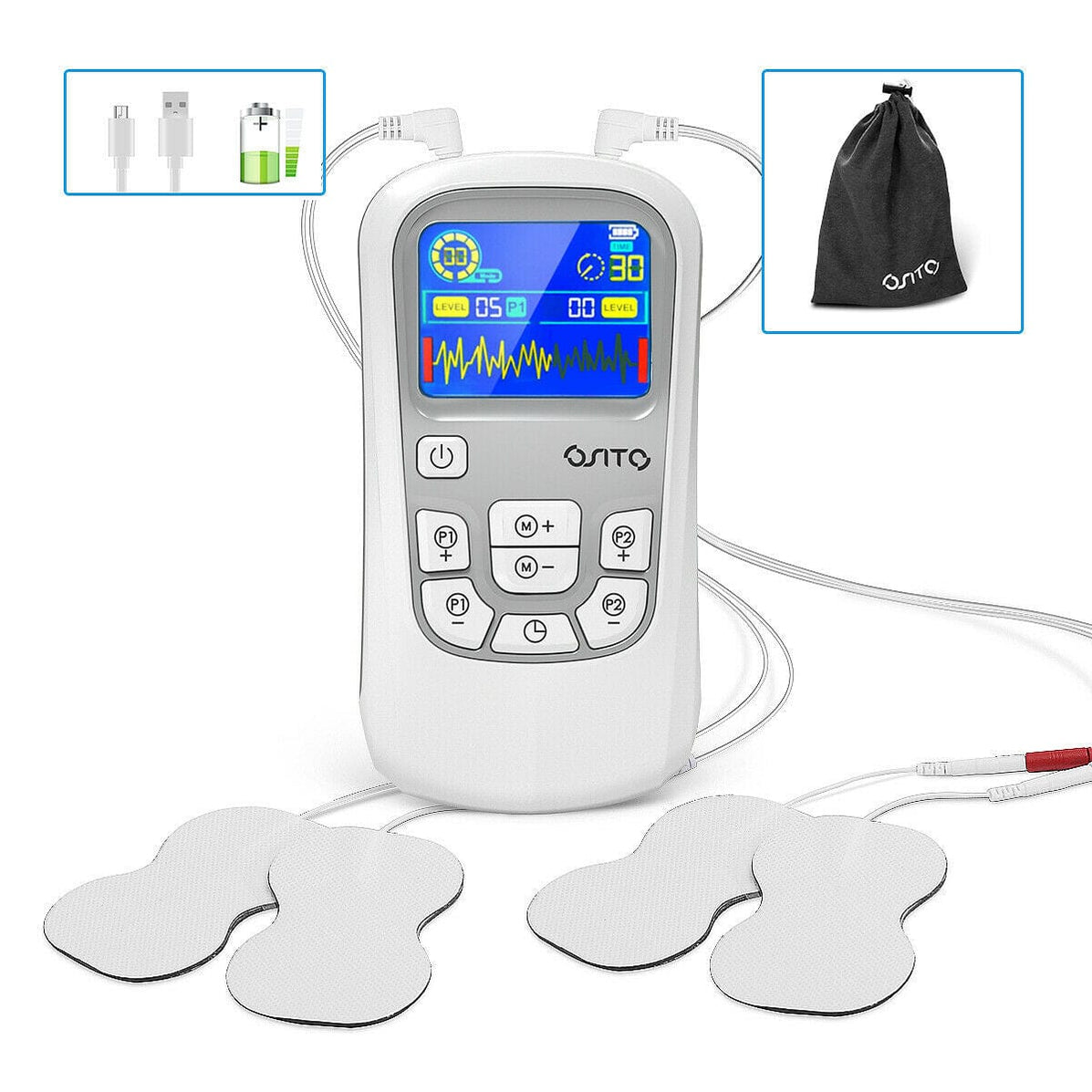 OSITO Tens Unit Electronic Pulse Massager, Muscle Stimulator Therapy P ...