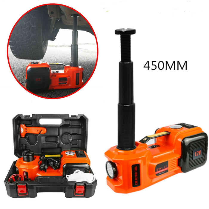 12V 5T 5Ton Car Electric Hydraulic Floor Jack Lift 3 in 1 Air Inflator LED Light