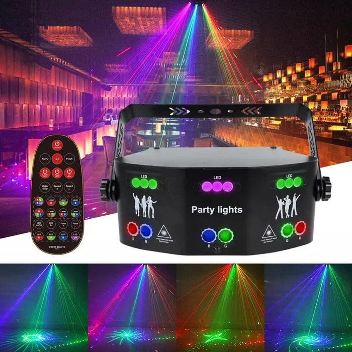 Remote 15-EYE RGB DMX Strobe Scan Projector LED Laser Light Party Stage Lighting
