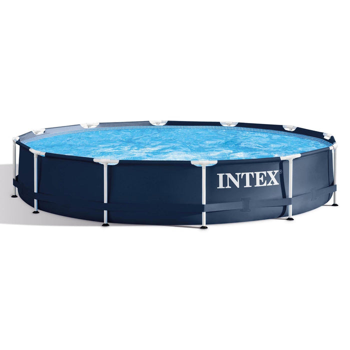 Intex 28211ST 12' x 30" Metal Frame Round Above Ground Swimming Pool with Pump