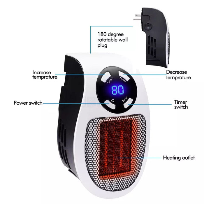 Mini Electric Plug-In Wall Heater Handy Room Blower Fan Radiator 500w