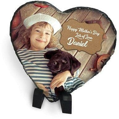 Personalized Slate Heart Shape Photo With Stand - Photo4Gift