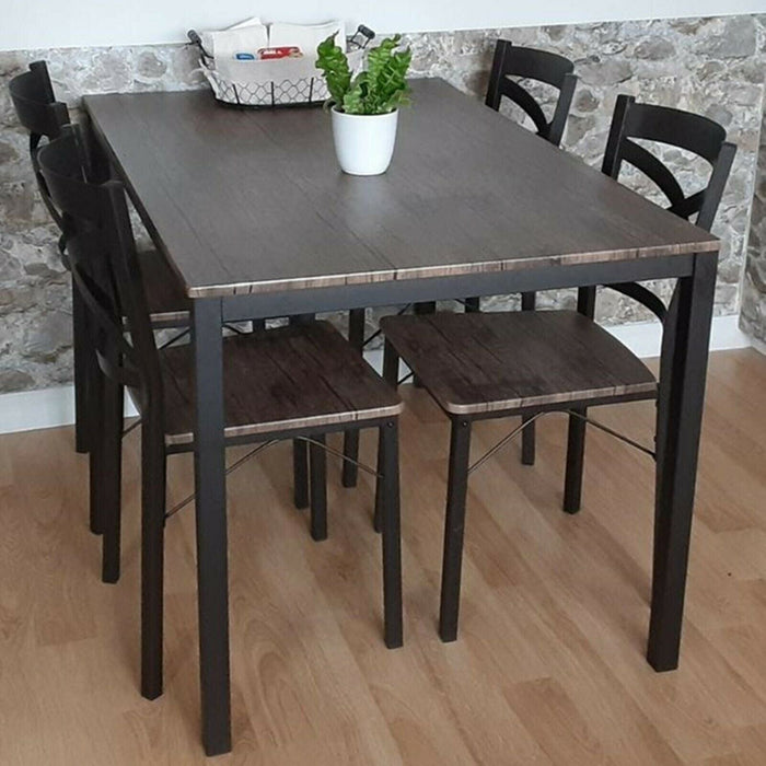 VILOBOS 5PC Wood Dining Table Set 4 Chairs Seat Breakfast Kitchen Home Furniture