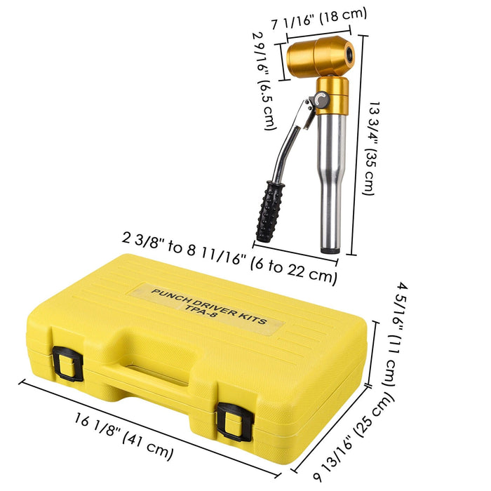 6 Dies 6 Ton Hydraulic Knockout Punch Driver Kit Hand Pump Hole Tool 11-gauge