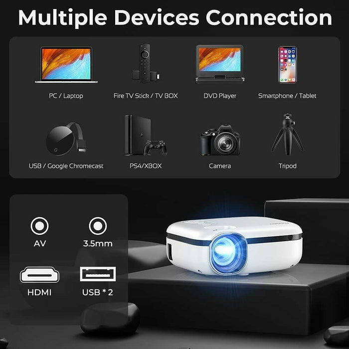 Projector 7500 Lumens 1080P LED Mini WiFi Video Home Theater Cinema Projectors