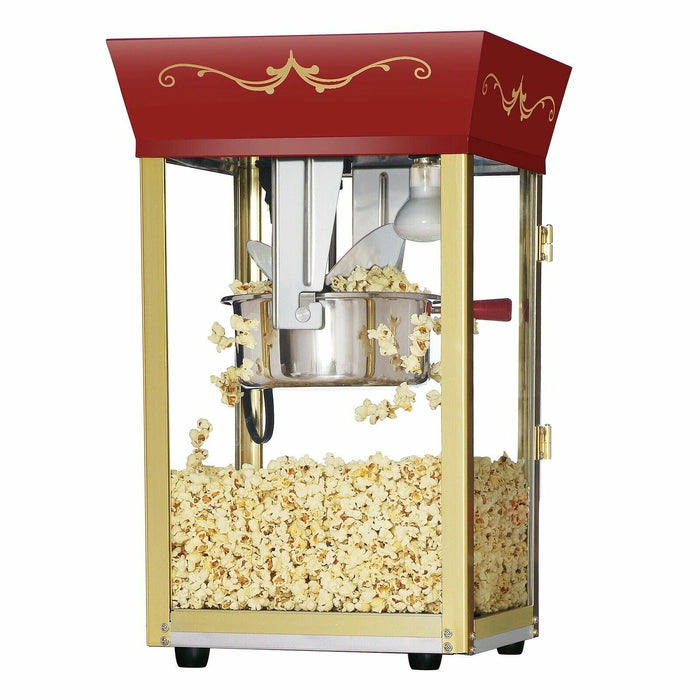 Red Antique Style Popcorn Popper Machine, 8 Oz Counter Top Table Bar Top