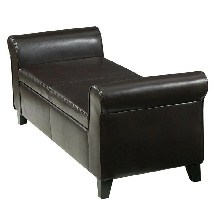 Danbury Contemporary Upholstered Storage Ottoman Bench with Rolled Arms