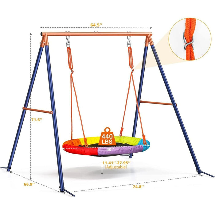 Metal Swing Set Kids Playground Outdoor Seat Playset Children Backyard Stand