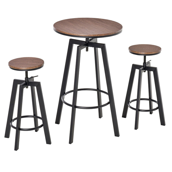 Contemporary Industrial Adjustable Height Indoor 3pc Pub Table with Stools