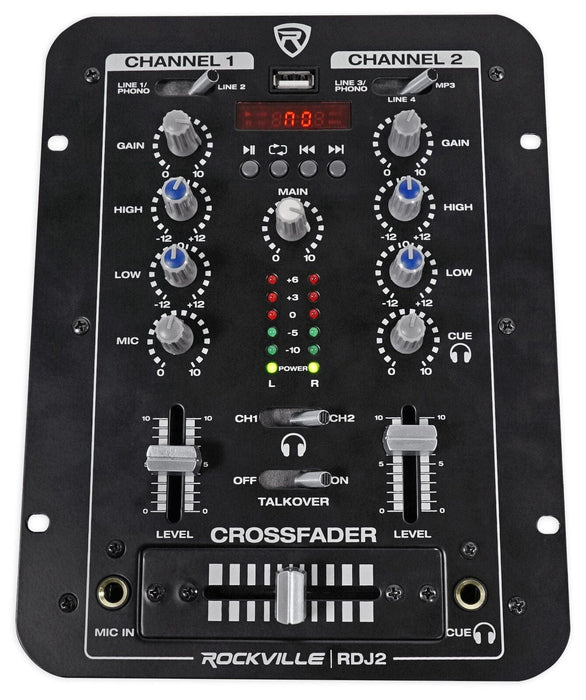 Rockville RDJ2 compact 2 channel DJ mixer