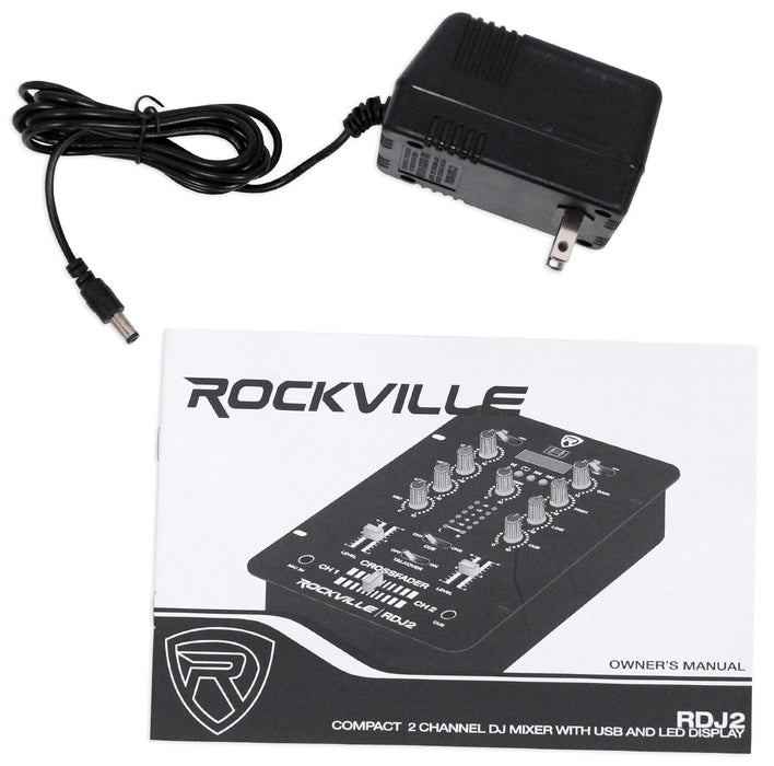 Rockville RDJ2 compact 2 channel DJ mixer
