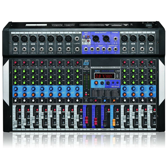 12-Channel Bluetooth Studio Audio Mixer - DJ Sound Controller Interface w/ USB