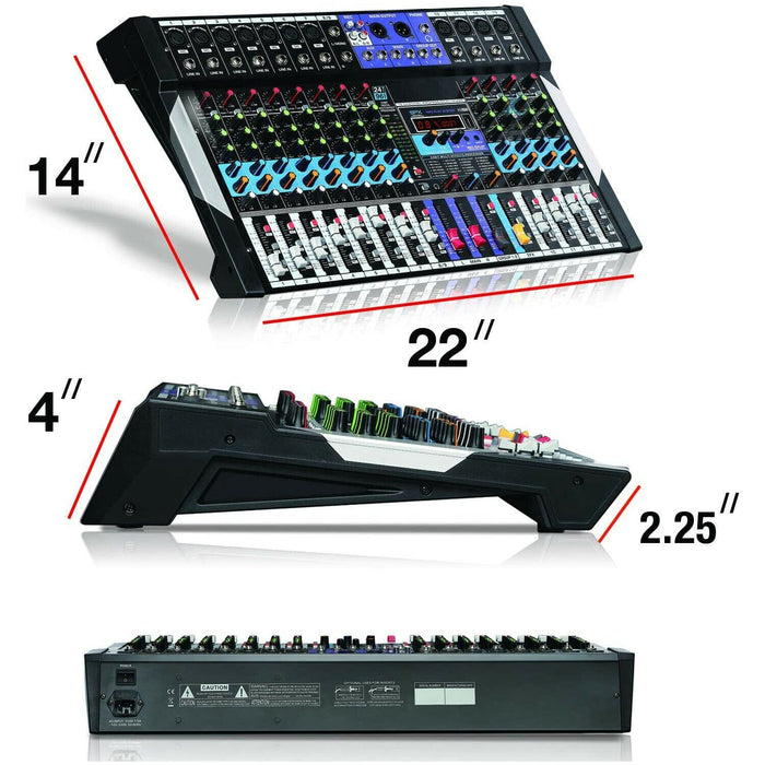 12-Channel Bluetooth Studio Audio Mixer - DJ Sound Controller Interface w/ USB