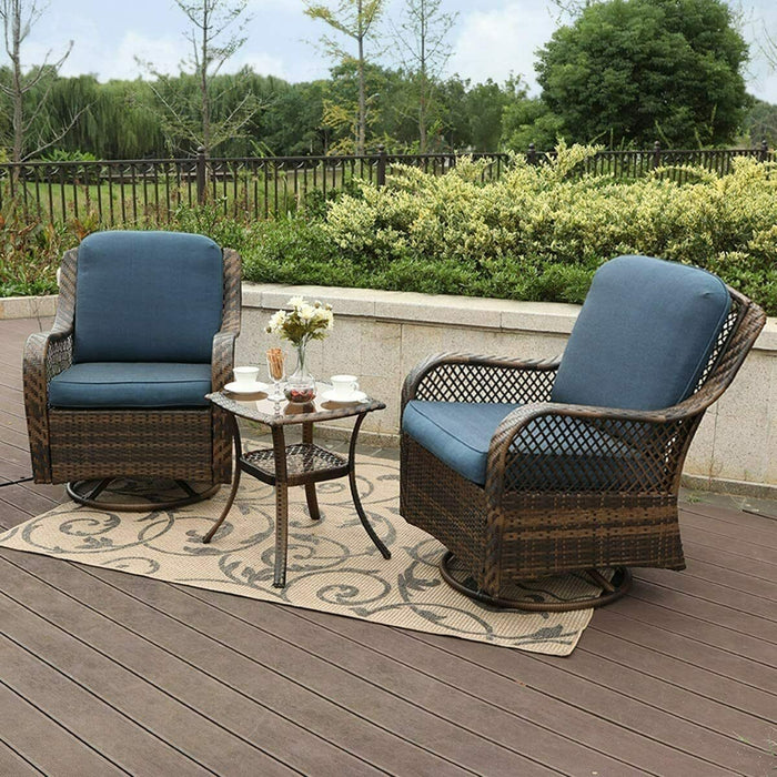 3 PCS Outdoor Swivel Rocker Patio Chairs Set Furniture Sofa Rattan Chair Wicker