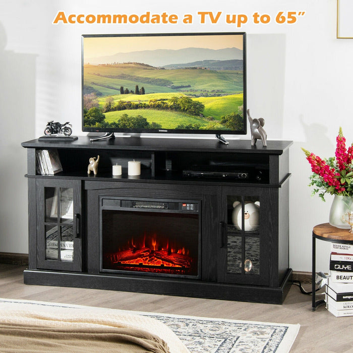 58" Fireplace TV Stand W/ 1400W Electric Fireplace for TVs up to 65"