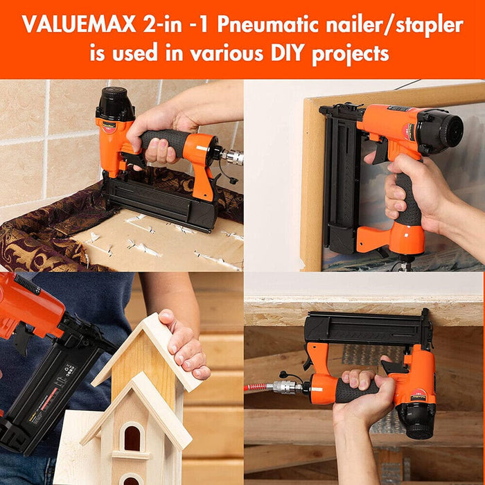 ValueMax 18-Gauge Pneumatic 2-in-1 Air Gun Nailer Stapler Pneumatic Brad Nailer
