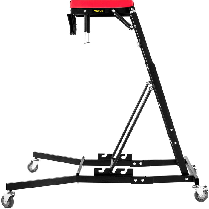 400Lbs Foldable Topside Creeper Adjustable Height Movable Ladder With 4 Wheels