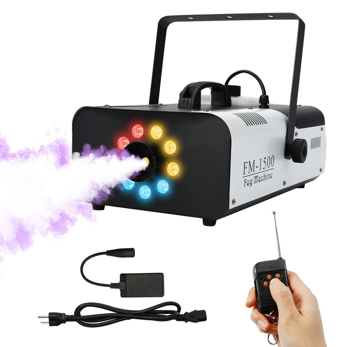 1500W Fog Smoke Machine RGB LED Stage DJ Fogger Smoke Effect Multi Color Remote