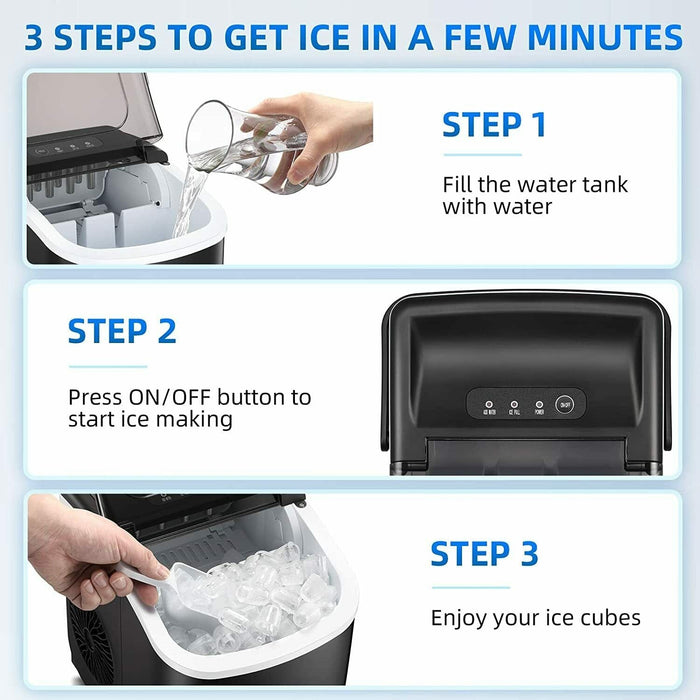 Portable Ice Maker Machine Countertop 26Lbs/24H Self-cleaning w/Scoop Handel