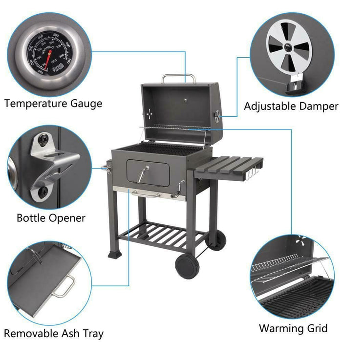 Heavy Duty Charcoal Burner Cooker Outdoor Courtyard Picnic Roast Meat BBQ Grill