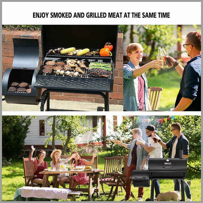 BBQ Grill Charcoal Offset Smoker Pit Outdoor Cooker Barbecue Tools Portable