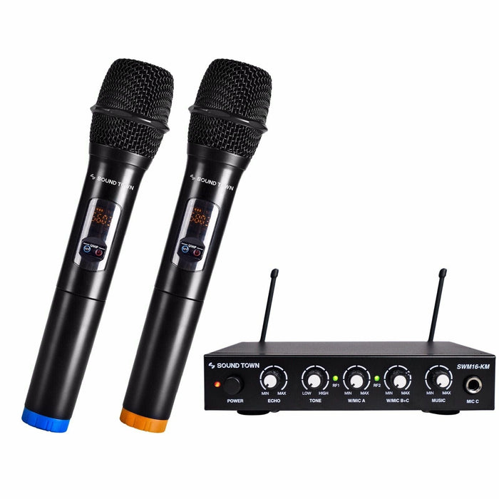 Sound Town UHF 16 Channels Wireless Mic Karaoke Bluetooth Mixer System SWM16-KM