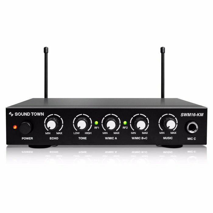 Sound Town UHF 16 Channels Wireless Mic Karaoke Bluetooth Mixer System SWM16-KM