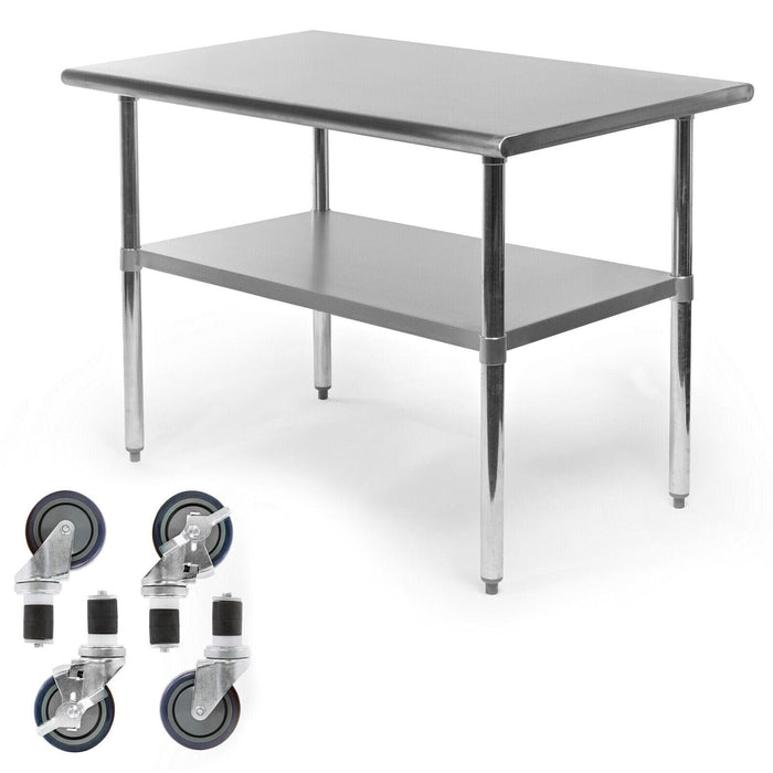 Stainless Steel Commercial Kitchen Work Food Prep Table w/ 4 Casters 30" x 60"