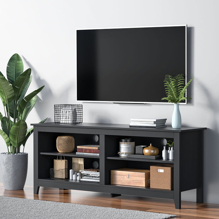 Black TV Stand Cabinet for 65 inch TV with Storage Console Table for Living Room
