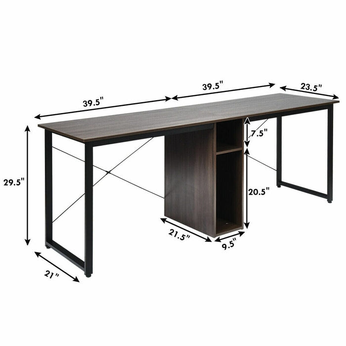 2 Person Computer Desk 79" Large Double Workstation Dual Office Desk w/Storage