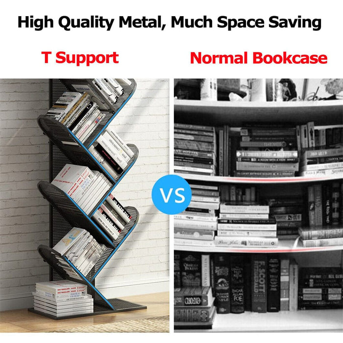 Modern Sturdy Tree Bookshelf 9-Shelf Metal Bookcase Display Storage Furniture