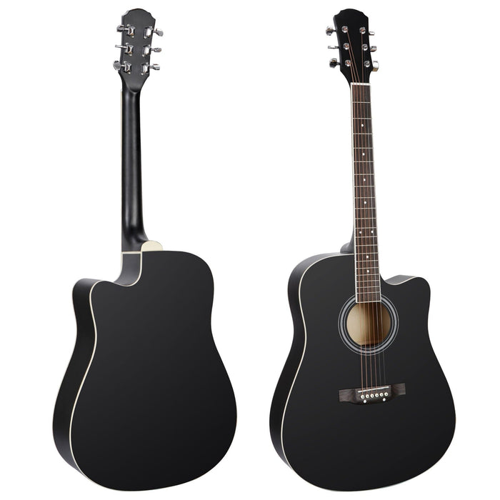 Black 41" Full Size Beginner Acoustic Guitar with Case Strap Capo Strings Tuner