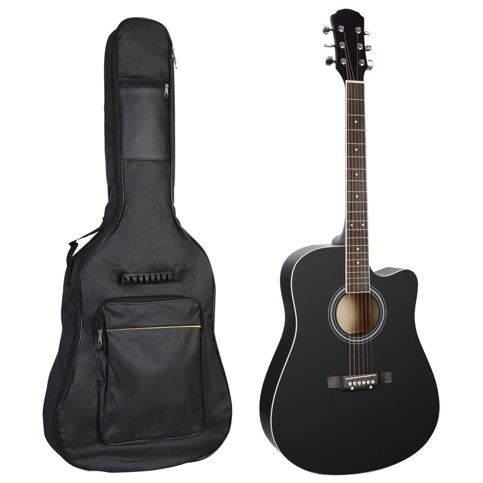 Black 41" Full Size Beginner Acoustic Guitar with Case Strap Capo Strings Tuner