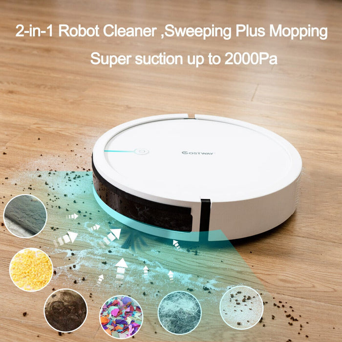 House Cleaning Robot Vacuum Cleaner HEPA Filter Auto Self-Charging 2000PaWhite