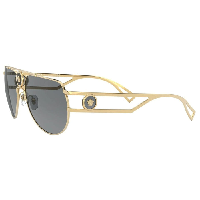 Versace VE 2225 100287 Gold Metal Aviator Sunglasses Grey Lens