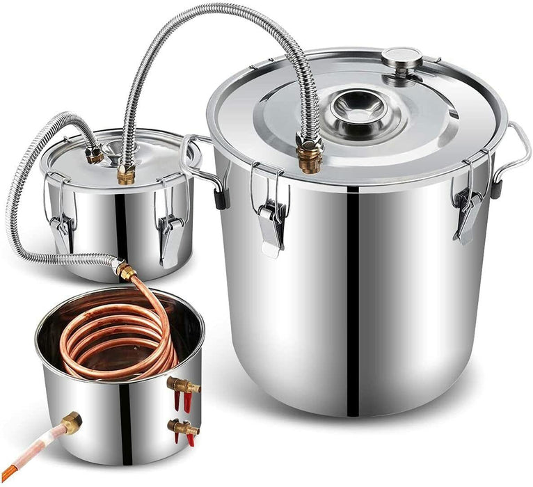 3 Pots Stainless Steel Kit Home Distiller High Seal Boiler with Copper Tube 8Gal