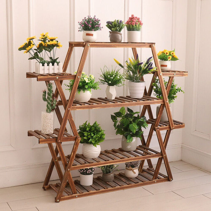 Extra Large Multi Tier Wood Flower Rack Plant Stand Bonsai Shelf Indoor Outdoor