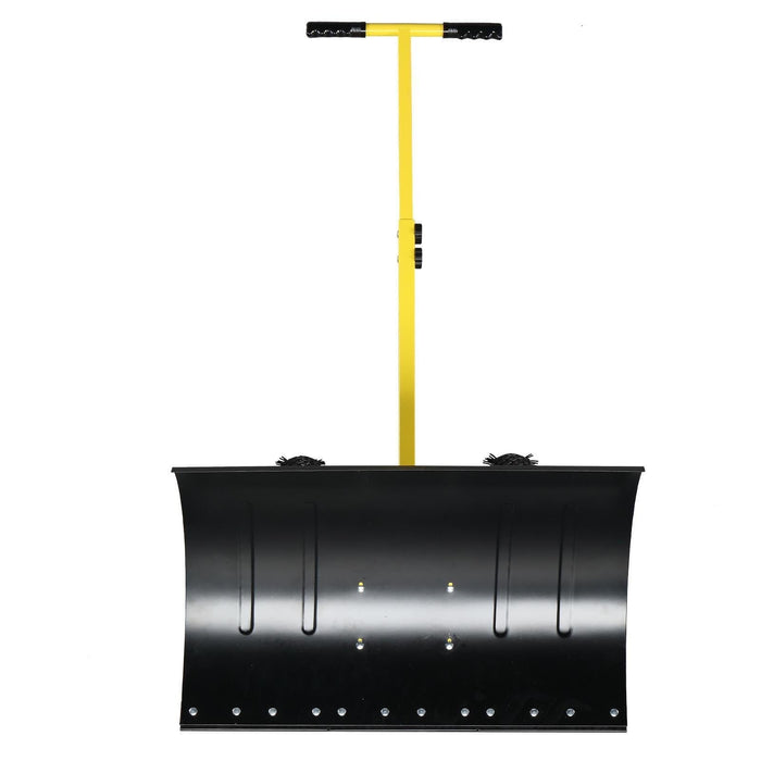 Snow Shovel with Wheels Heavy-Duty Metal Snow Pusher Adjustable Angle Handle