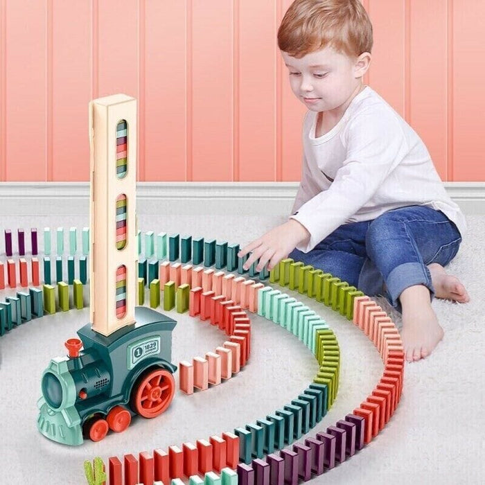Kids Electric Domino Train Car Sound &Light Automatic Laying Dominoes Brick toy