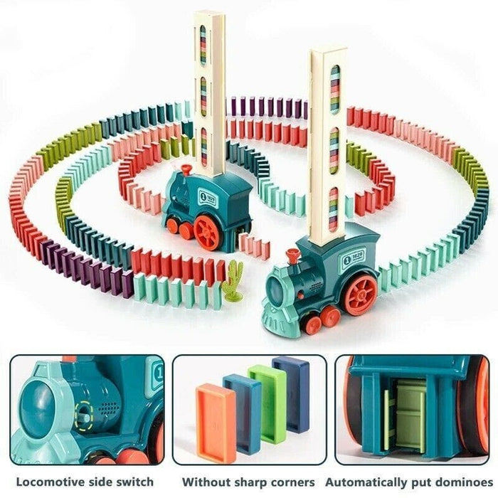 Kids Electric Domino Train Car Sound &Light Automatic Laying Dominoes Brick toy