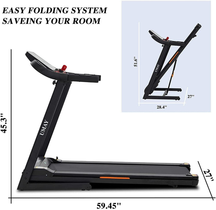 Folding Electric Treadmill 2.5 HP Motorized Power Incline Running Machine Home