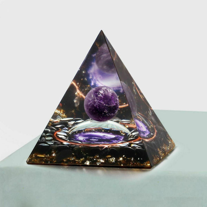 Orgonite Pyramid Amethyst Peridot Healing Crystal Energy Orgone EMF Protection