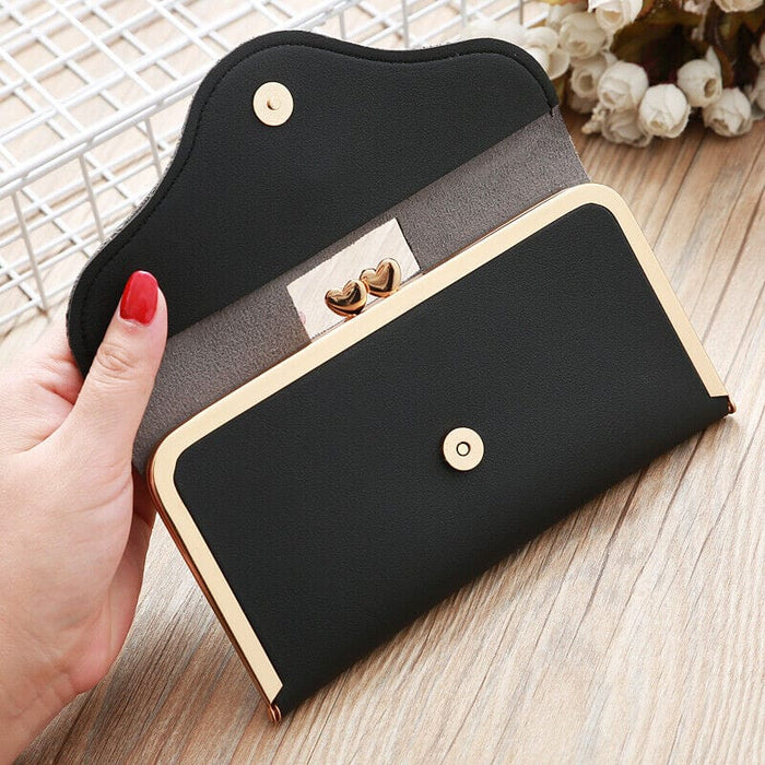 Black Women Crown Leather Clutch Wallet Long Card Holder Case Purse Handbag