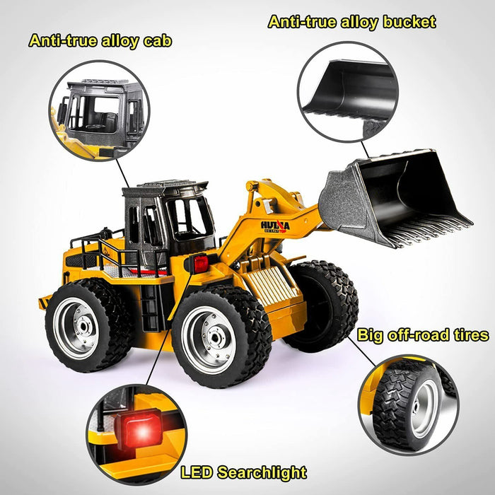 Remote Control Bulldozer Alloy Truck 6 Channel 2.4G 4WD RC Model Kids Toys Gifts