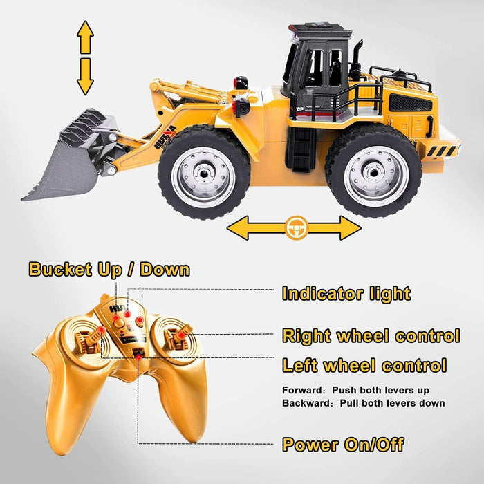 Remote Control Bulldozer Alloy Truck 6 Channel 2.4G 4WD RC Model Kids Toys Gifts