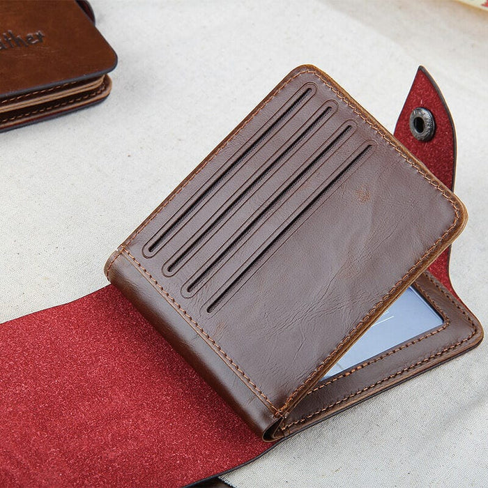 Mens Genuine Leather Bifold Wallet Credit/ID Card Holder Slim Coin Purse Brown